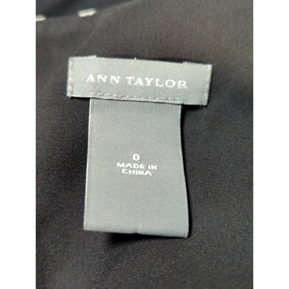 Ann Taylor Silk Cotton Colorblock Sheath Dress Black Red Polka Dot 0 - Picture 2 of 13